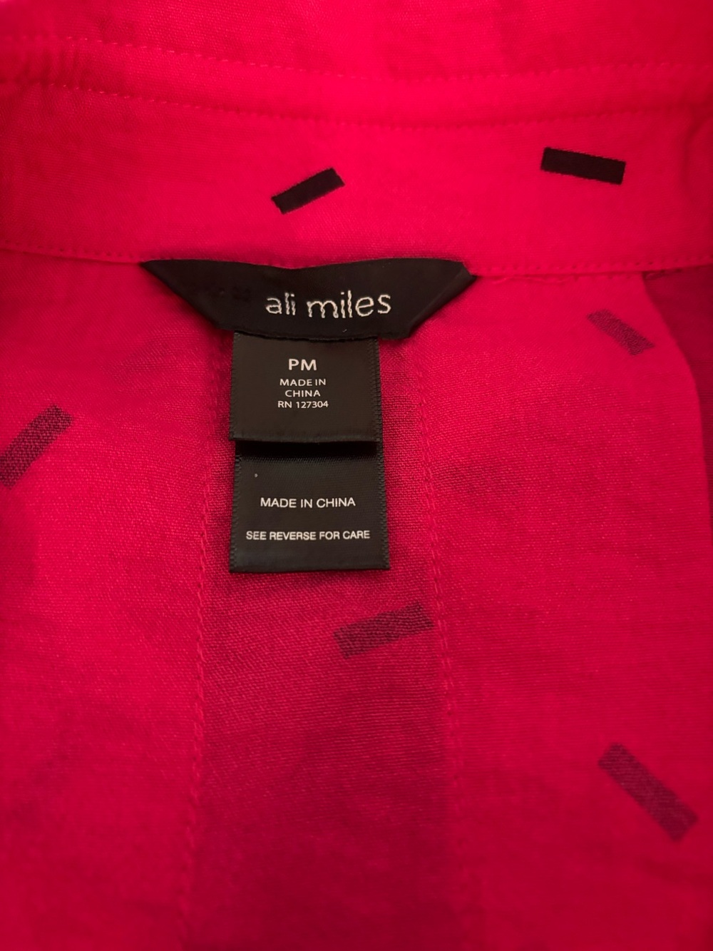 Ali Miles Hot Pink Blouse with Black Dash Print